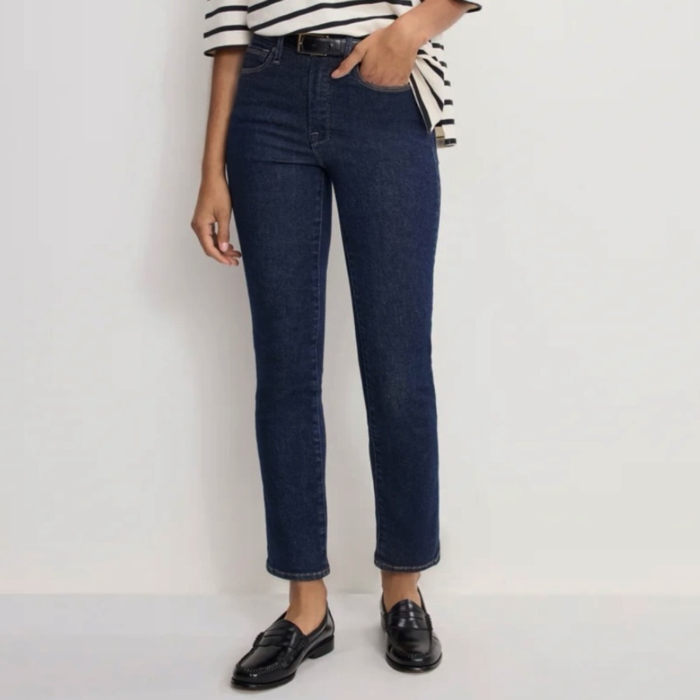 NEW Size 6-12 Good American Good Legs Always Fits Mid Rise Straight Indigo Jean